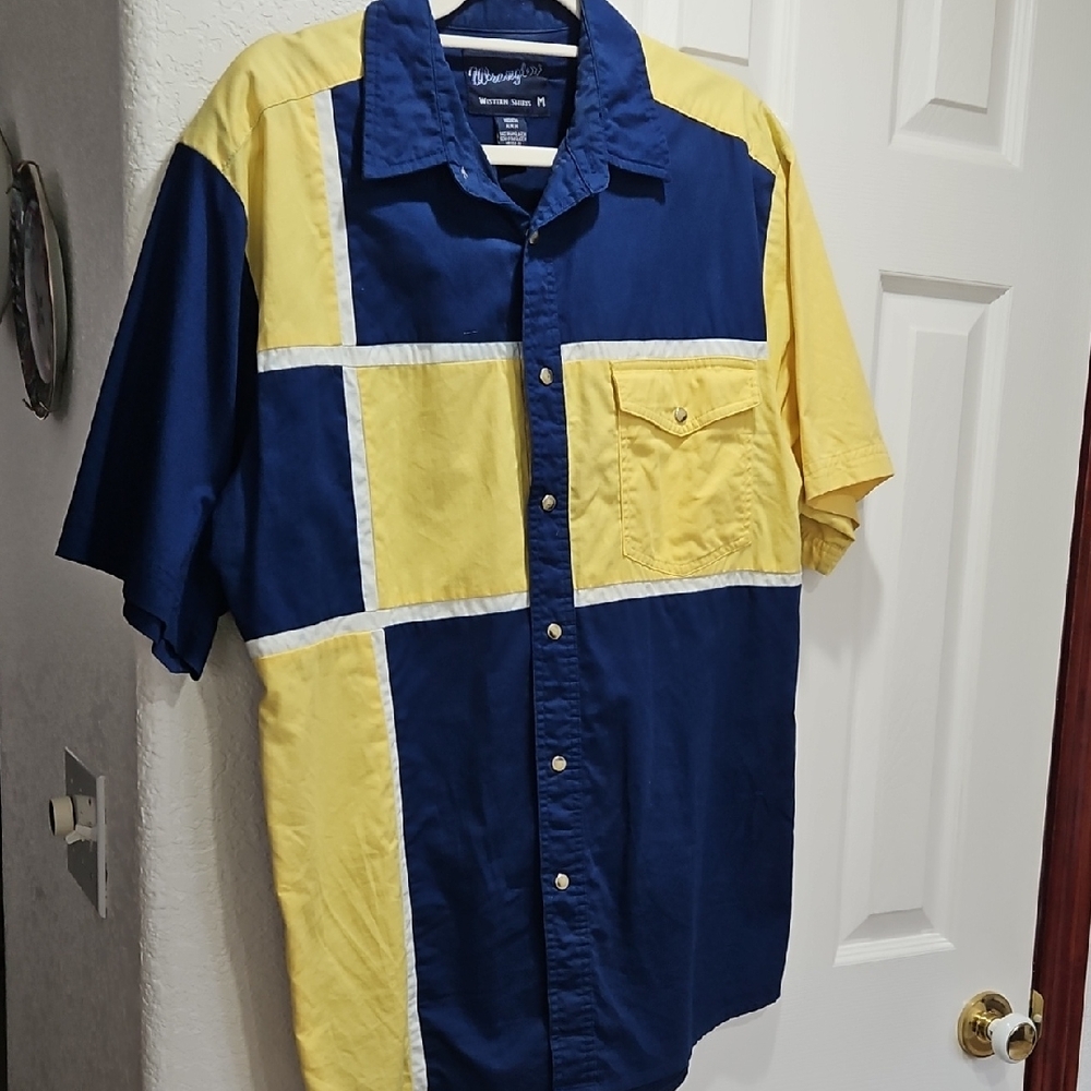 Wrangler Blue and Yellow Patchwork Shirt/Ventilated Shirt